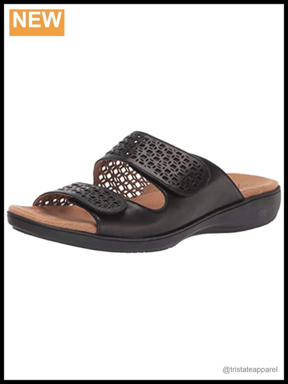 Ruthie Leather Wedge Slide Sandal Adjustable Slingback Comfort
